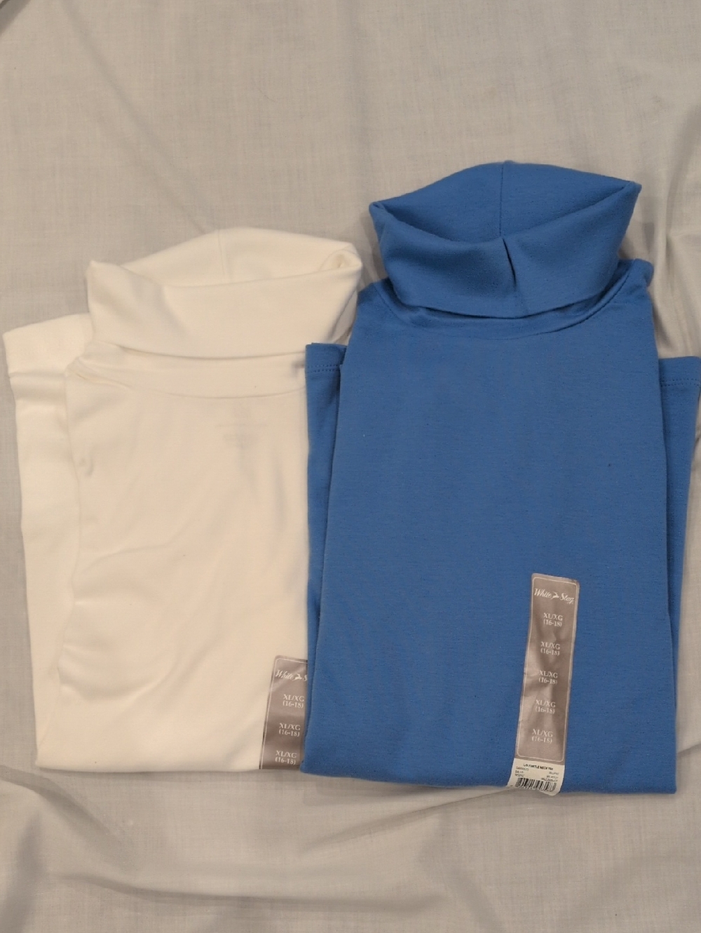 White Stag Women's Long Sleeve Turtleneck Top - White and Blue